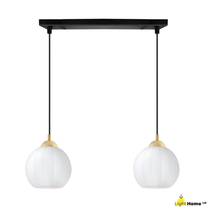 Lampa wisząca sufitowa żyrandol podwójny COSTA szklany biała kula do salonu kuchni E27