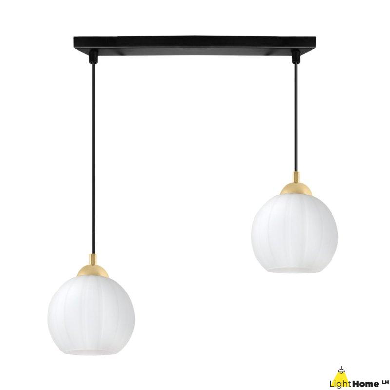 Lampa wisząca sufitowa żyrandol podwójny COSTA szklany biała kula do salonu kuchni E27