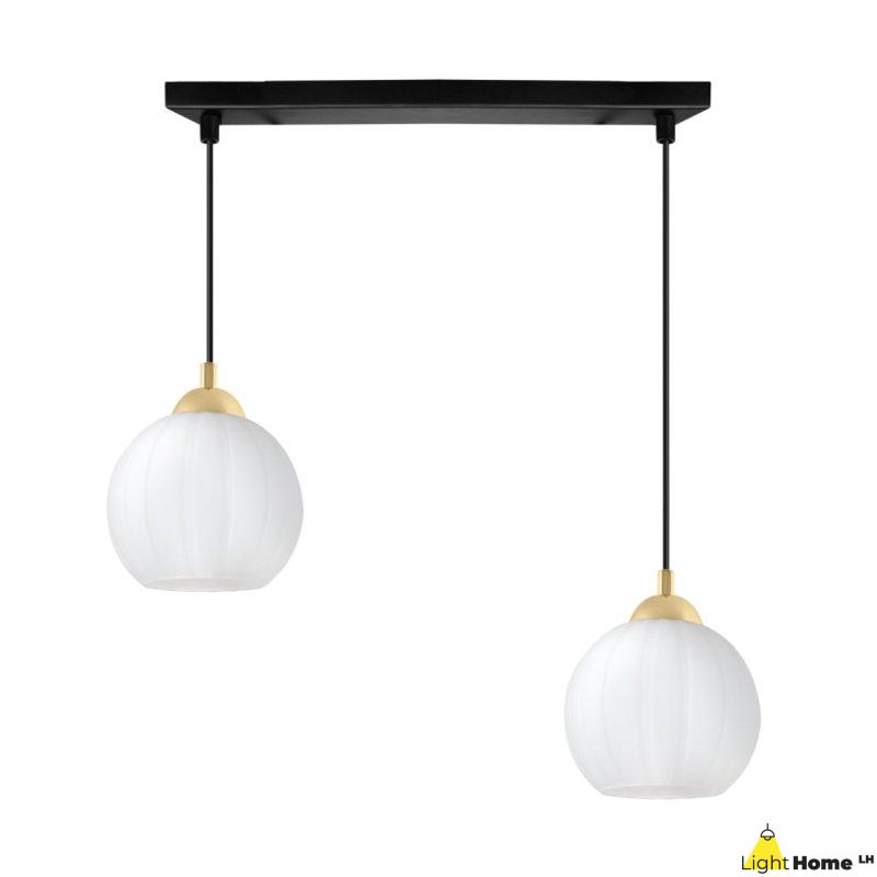 Lampa wisząca sufitowa żyrandol podwójny COSTA szklany biała kula do salonu kuchni E27