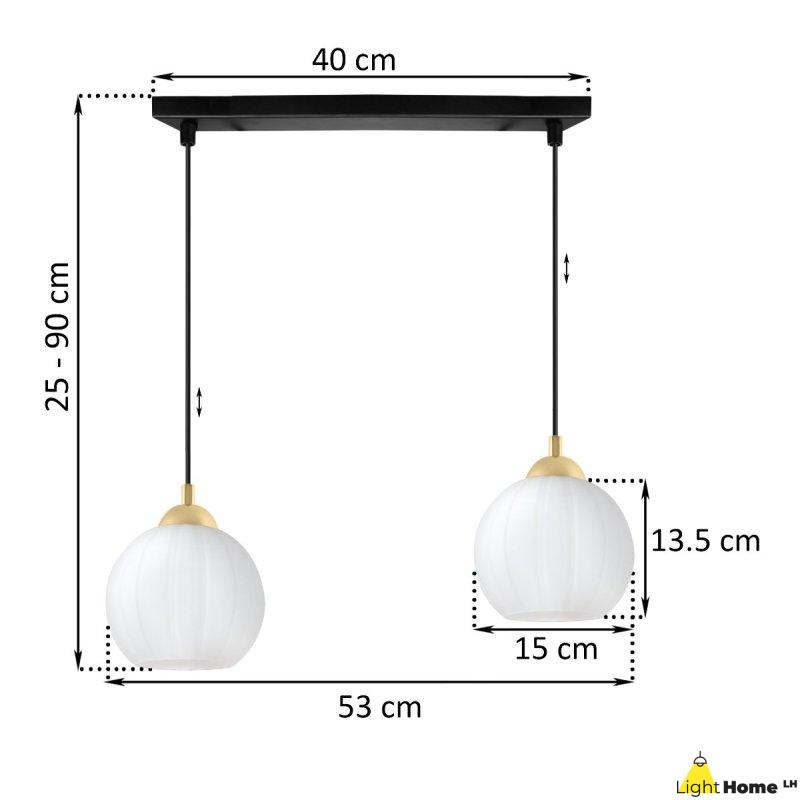Lampa wisząca sufitowa żyrandol podwójny COSTA szklany biała kula do salonu kuchni E27