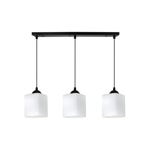 Lampa wisząca sufitowa żyrandol potrójny RIFFLE szklany nowoczesny białe klosze glamour