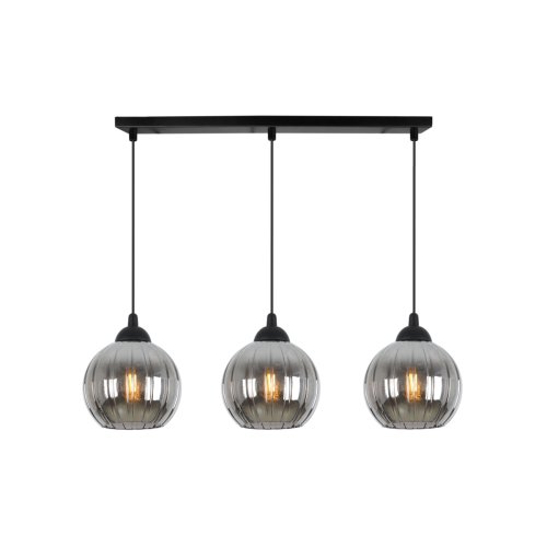 Lampa wisząca sufitowa żyrandol grafitowy potrójny COSTA szklany kula glamour E27