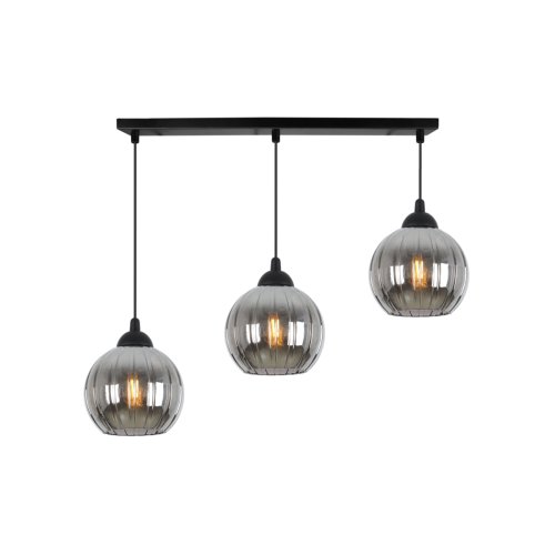 Lampa wisząca sufitowa żyrandol grafitowy potrójny COSTA szklany kula glamour E27