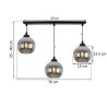 Lampa wisząca sufitowa żyrandol grafitowy potrójny COSTA szklany kula glamour E27