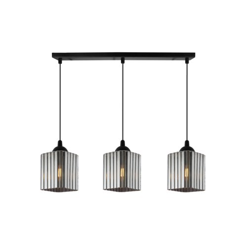 Lampa wisząca sufitowa żyrandol grafitowy potrójny RIFFLE szklany glamour nad stół i wyspę E27