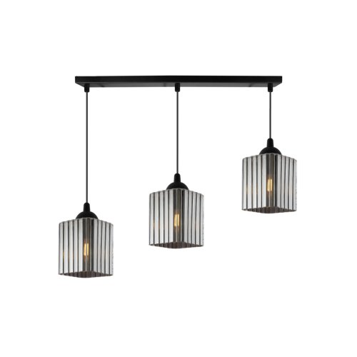 Lampa wisząca sufitowa żyrandol grafitowy potrójny RIFFLE szklany glamour nad stół i wyspę E27