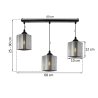 Lampa wisząca sufitowa żyrandol grafitowy potrójny RIFFLE szklany glamour nad stół i wyspę E27