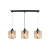 Lampa wisząca sufitowa żyrandol miodowy potrójny RIFFLE szklany glamour nad stół i wyspę E27