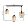 Lampa wisząca sufitowa żyrandol miodowy potrójny RIFFLE szklany glamour nad stół i wyspę E27