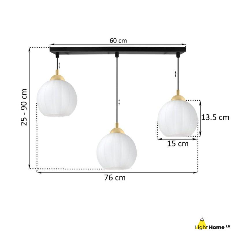 Lampa wisząca sufitowa żyrandol potrójny COSTA szklany kula do salonu kuchni glamour