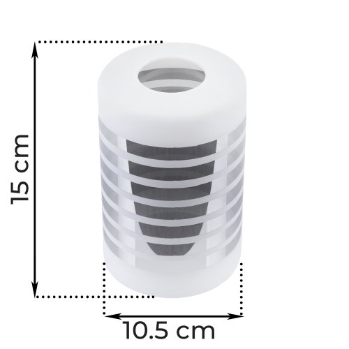Klosz szklany uniwersalny biały chromowane paski z kolekcji COBI