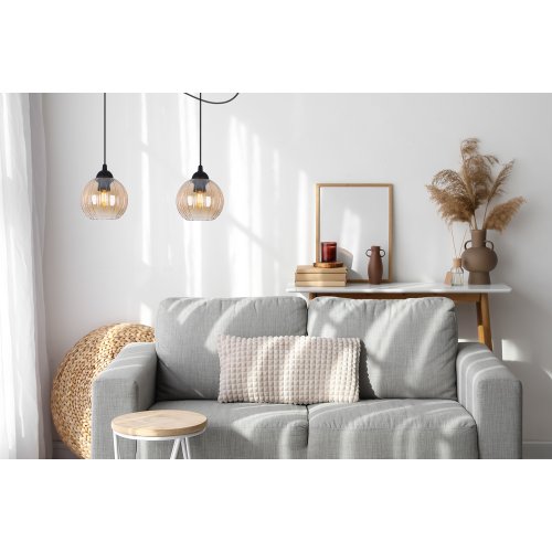 Klosz szklany ryflowany uniwersalny miodowa kula 15cm z kolekcji COSTA