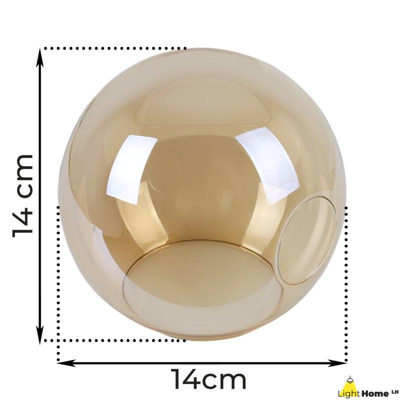 Klosz szklany do lampy wiszącej sufitowej RING miodowy kula 14cm