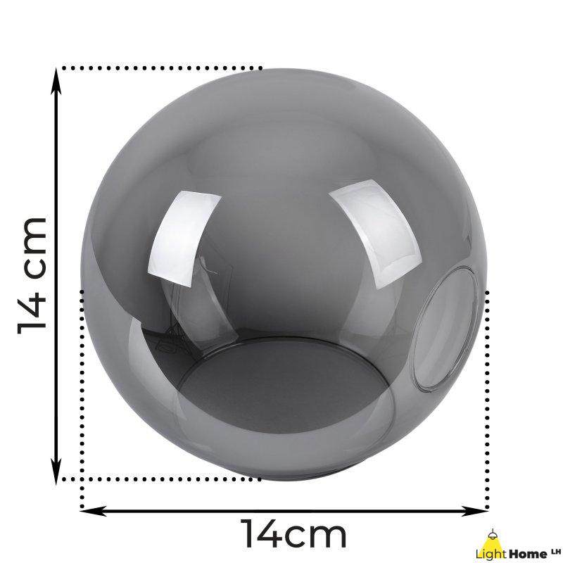 Klosz szklany do lampy wiszącej sufitowej RING grafitowy kula 14cm