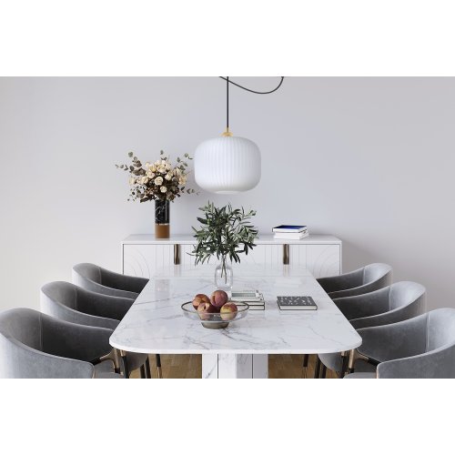 Klosz szklany uniwersalny biały ryflowany 25cm z kolekcji RIFFLE