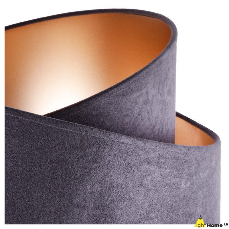 OUTLET -40% Lampa wisząca z asymetrycznym abażurem okrągłym, szarym 45 cm i wykończeniem złotym, E27