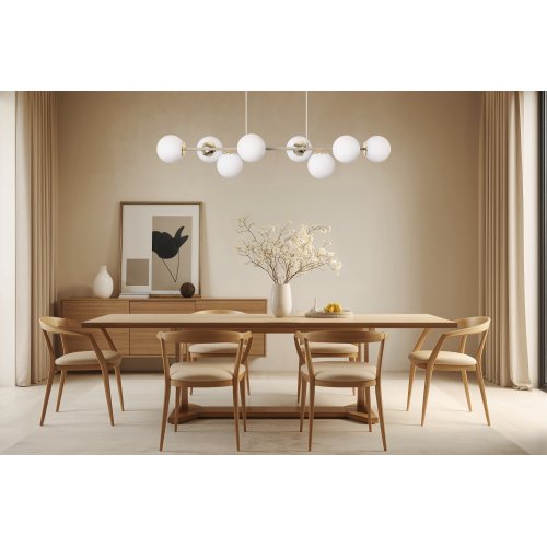 Lampa wisząca SIENA, sufitowa, kaszmirowy żyrandol, białe szklane kule, boho chic, glamour, E14