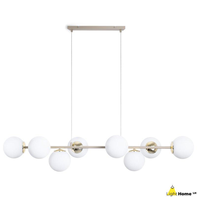 Lampa wisząca SIENA, sufitowa, kaszmirowy żyrandol, białe szklane kule, boho chic, glamour, E14