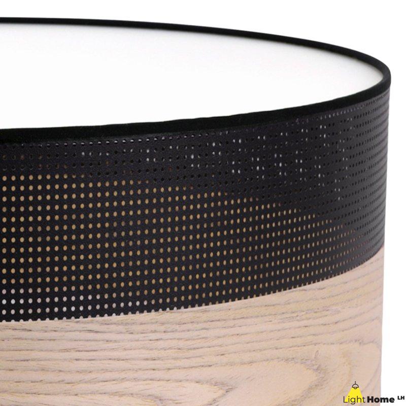 OUTLET -30% Lampa typu plafon WOOD, sufitowa, na 3 żarówki, czarny abażur 50cm, do salonu