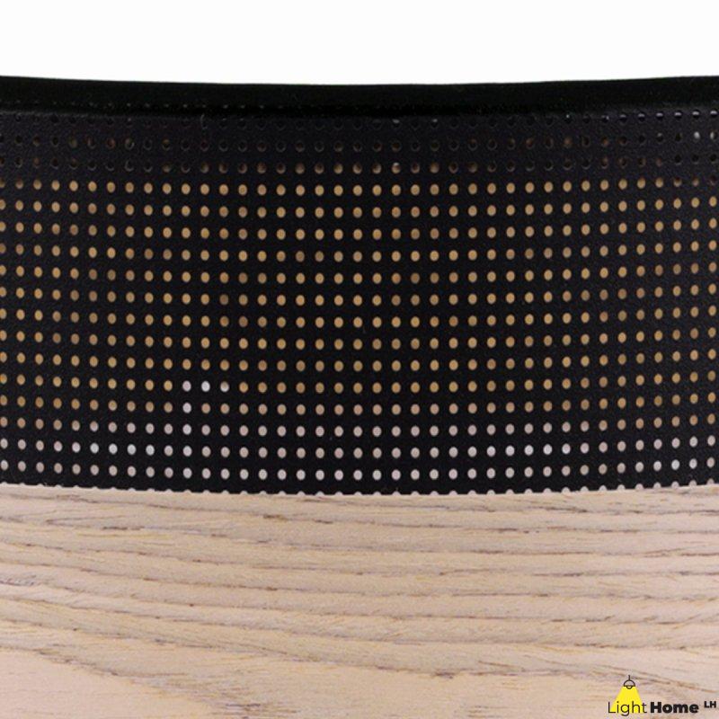 OUTLET -30% Lampa typu plafon WOOD, sufitowa, na 3 żarówki, czarny abażur 50cm, do salonu