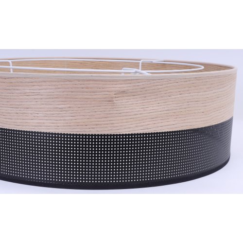 OUTLET -30% Lampa typu plafon WOOD, sufitowa, na 3 żarówki, czarny abażur 50cm, do salonu