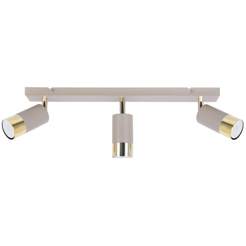 Lampa sufitowa reflektor potrójny HUGO listwa kaszmir beż złote dodatki glamour