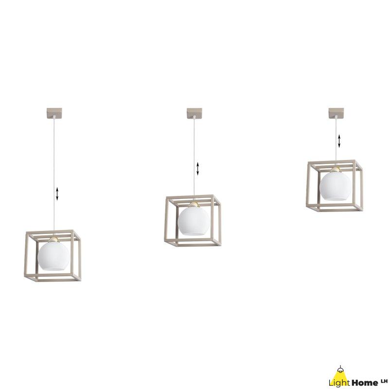 Lampa wisząca sufitowa żyrandol ELIZA klatka kaszmirowy beżowy biała szklana kula