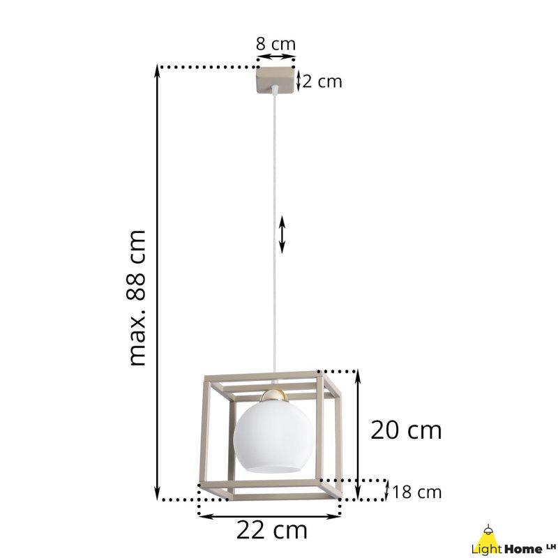Lampa wisząca sufitowa żyrandol ELIZA klatka kaszmirowy beżowy biała szklana kula