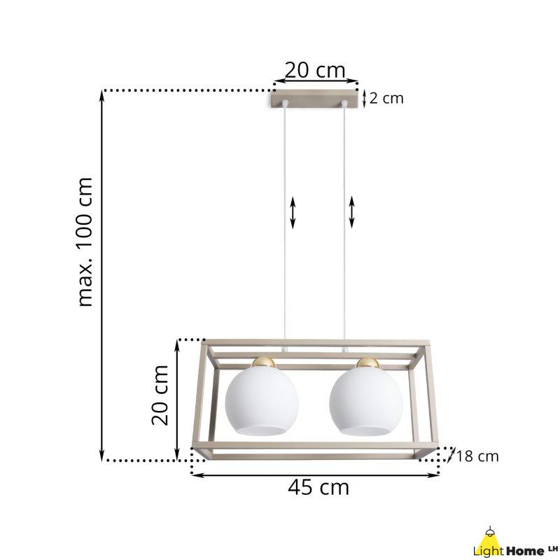 Lampa wisząca sufitowa żyrandol ELIZA klatka kaszmir beż taupe białe kule nad stół