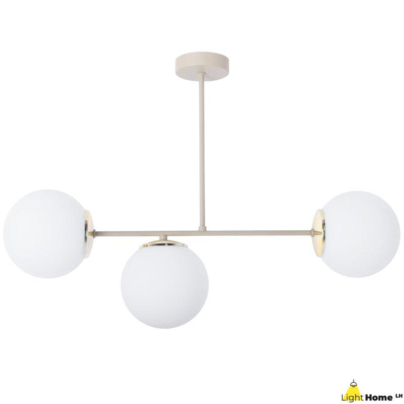 Lampa sufitowa wisząca żyrandol SIENA kaszmirowy beż złote dodatki do salonu jadalni