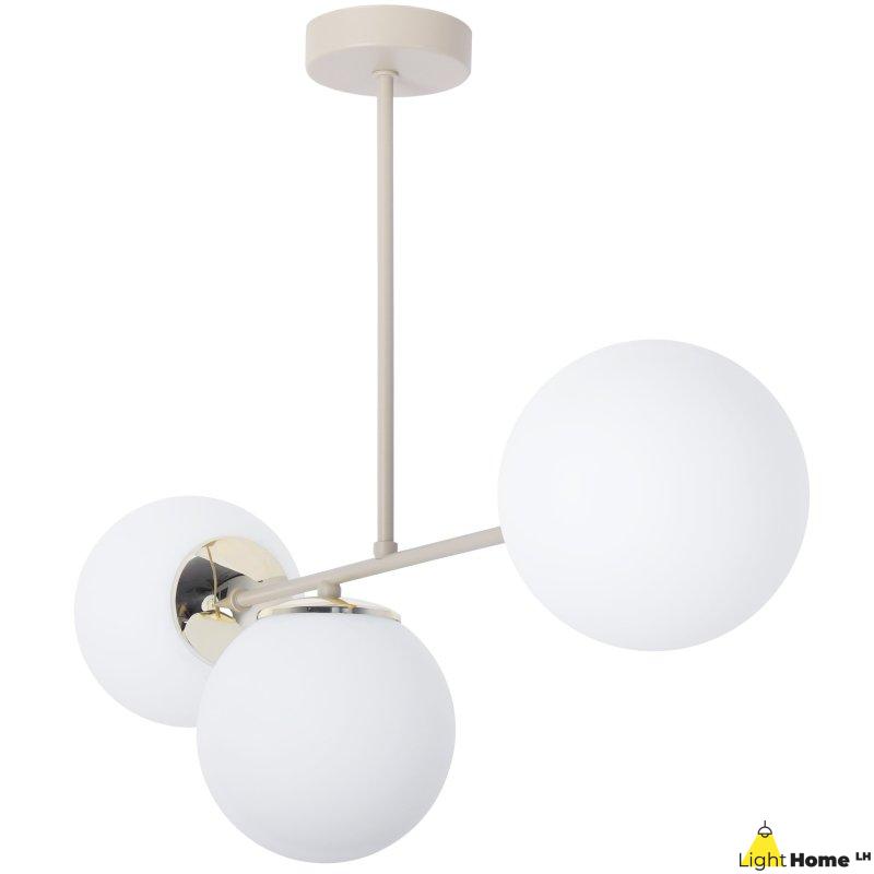 Lampa sufitowa wisząca żyrandol SIENA kaszmirowy beż złote dodatki do salonu jadalni