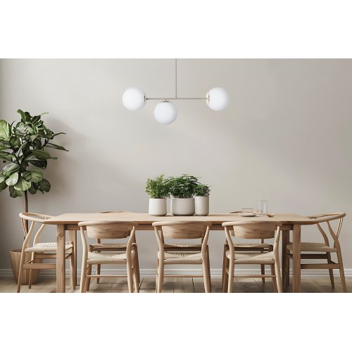 Lampa sufitowa wisząca żyrandol SIENA kaszmirowy beż złote dodatki do salonu jadalni