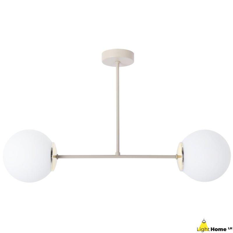 Lampa wisząca sufitowa żyrandol SIENA kaszmir beż białe szklane kule do salonu jadalni