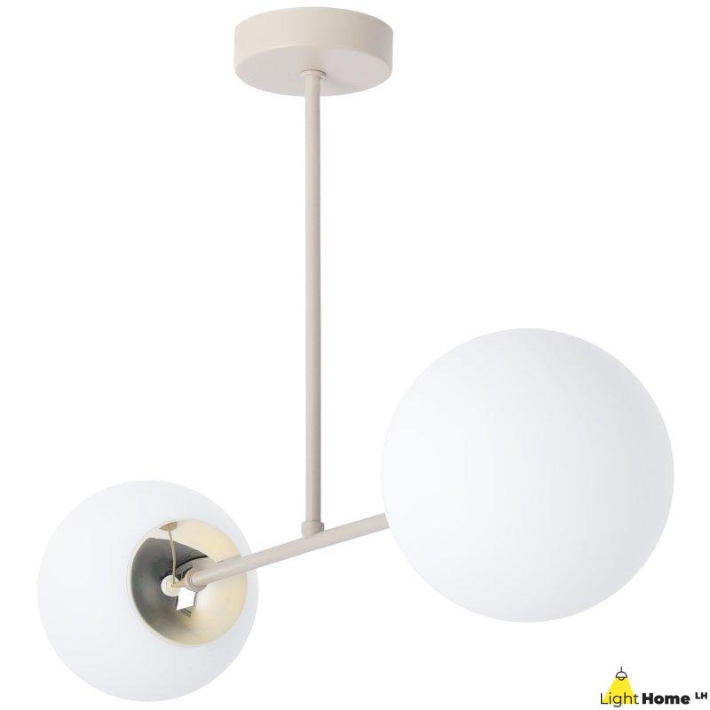 Lampa wisząca sufitowa żyrandol SIENA kaszmir beż białe szklane kule do salonu jadalni