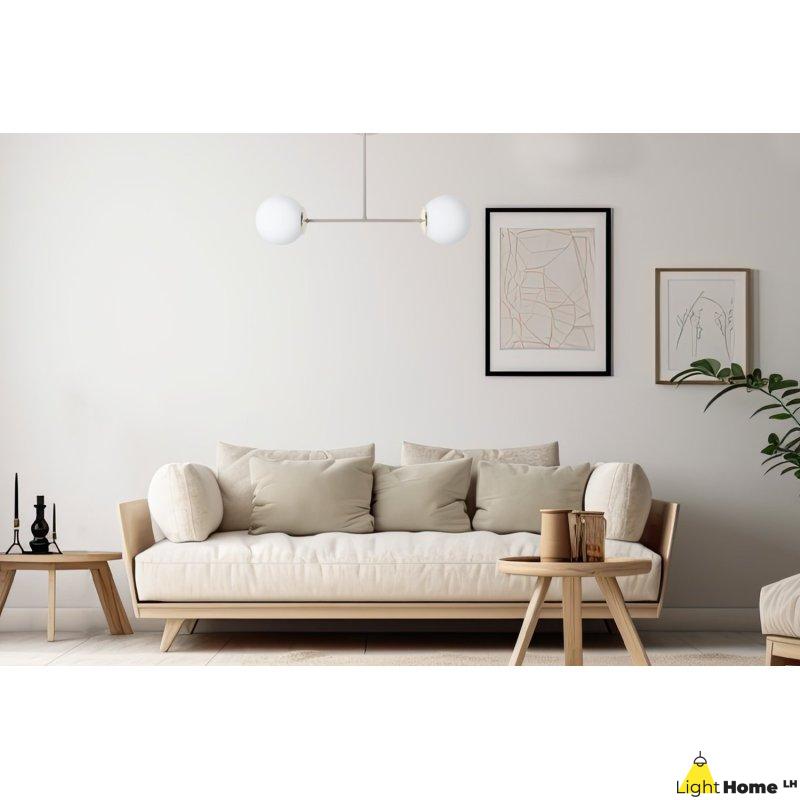 Lampa wisząca sufitowa żyrandol SIENA kaszmir beż białe szklane kule do salonu jadalni