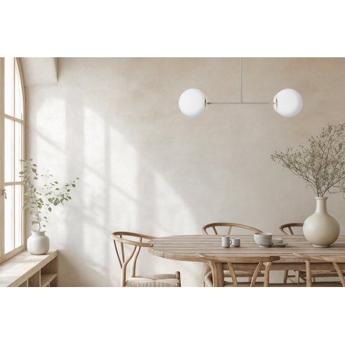 Lampa wisząca sufitowa żyrandol SIENA kaszmir beż białe szklane kule do salonu jadalni