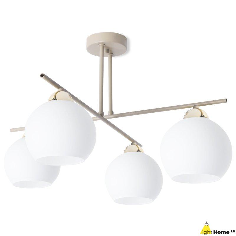 Lampa sufitowa wisząca żyrandol MODENA beżowy białe szkło skrzyżowane ramiona
