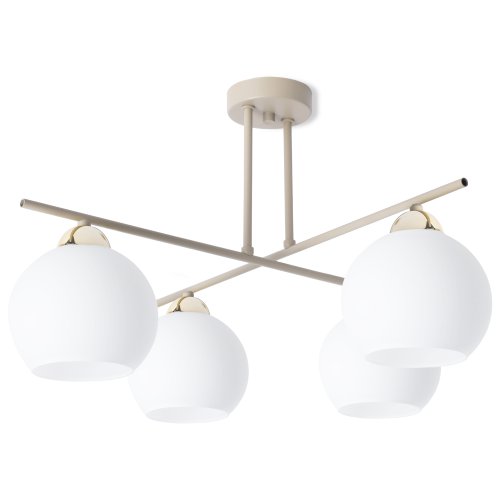 Lampa sufitowa wisząca żyrandol MODENA beżowy białe szkło skrzyżowane ramiona