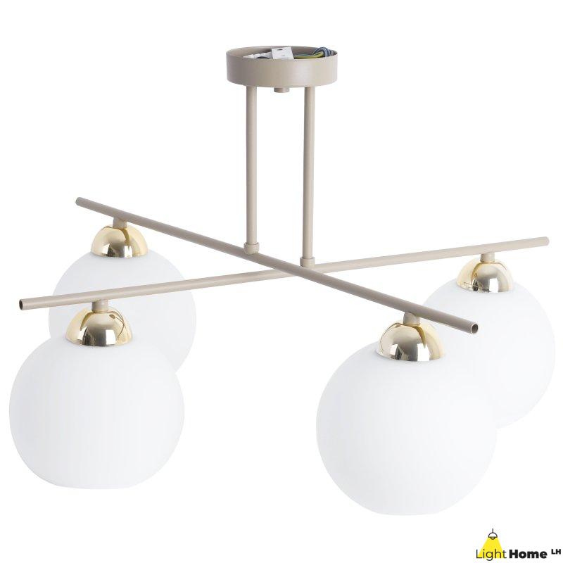 Lampa sufitowa wisząca żyrandol MODENA beżowy białe szkło skrzyżowane ramiona
