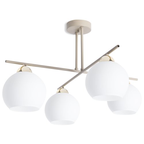 Lampa sufitowa wisząca żyrandol MODENA beżowy białe szkło skrzyżowane ramiona