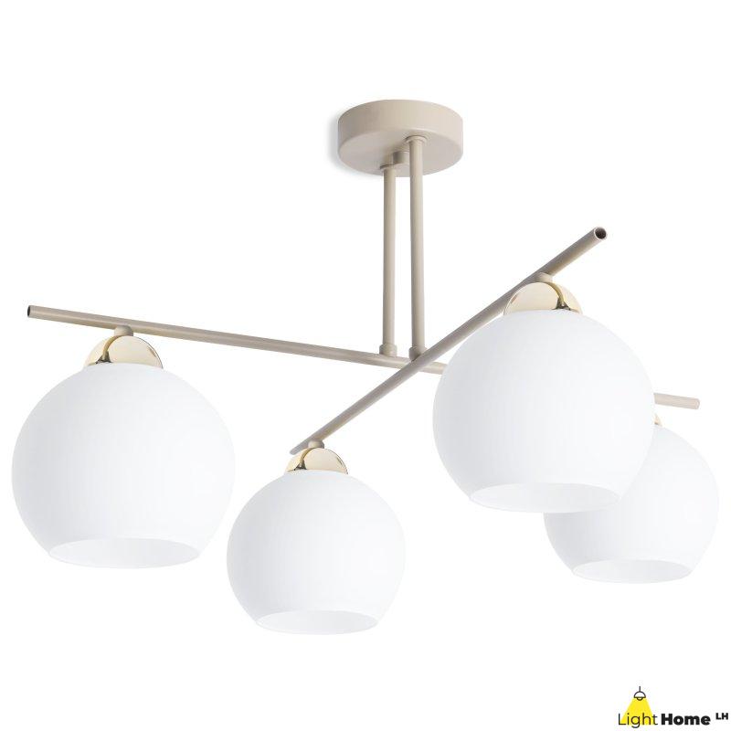 Lampa sufitowa wisząca żyrandol MODENA beżowy białe szkło skrzyżowane ramiona