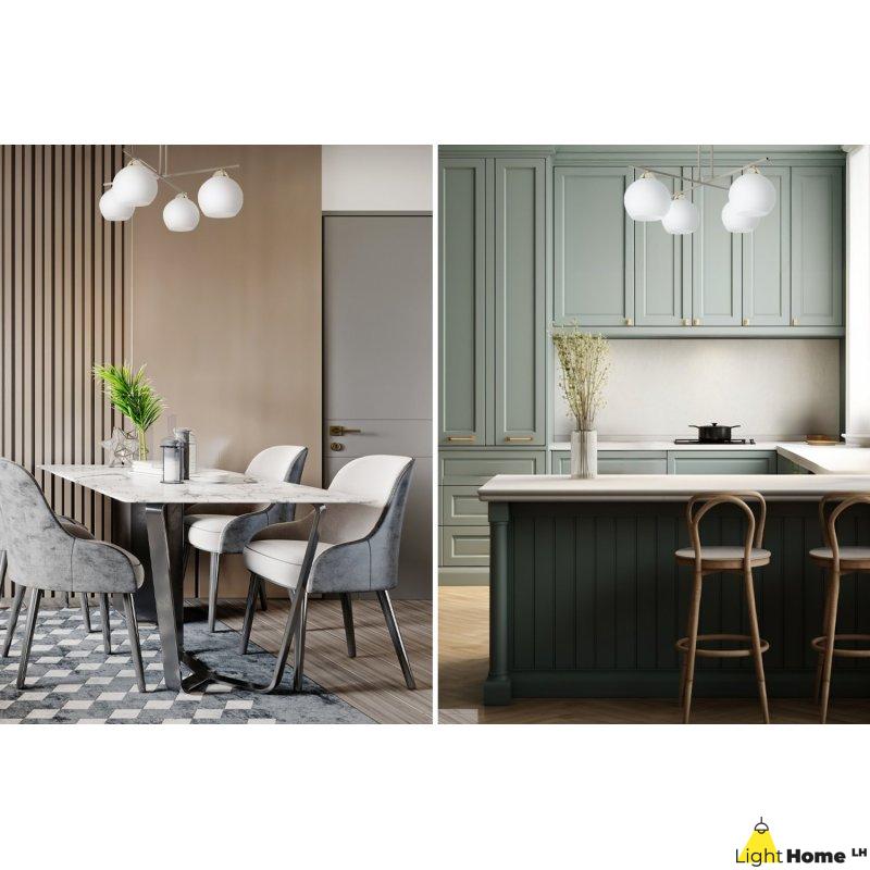 Lampa sufitowa wisząca żyrandol MODENA beżowy białe szkło skrzyżowane ramiona