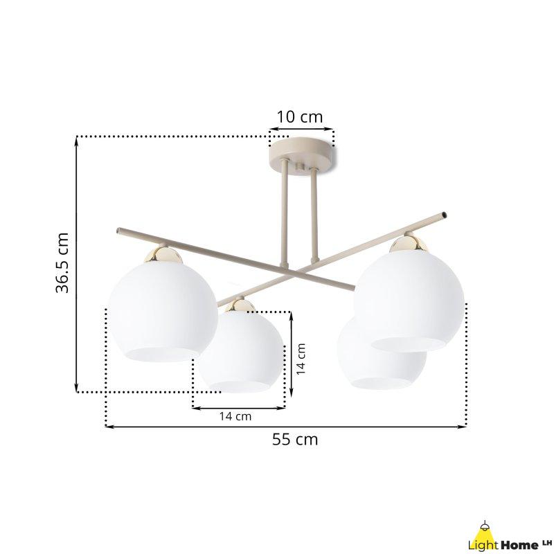 Lampa sufitowa wisząca żyrandol MODENA beżowy białe szkło skrzyżowane ramiona
