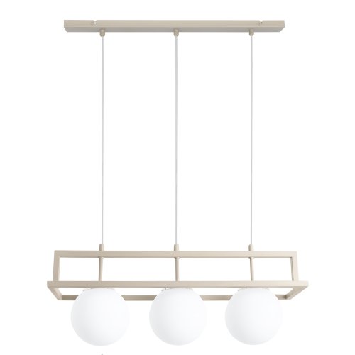 Lampa wisząca sufitowa żyrandol CELESTE kaszmirowy beż szklane białe kule do salonu jadalni