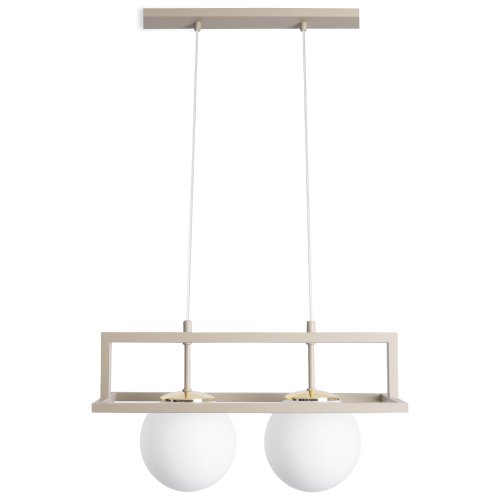 Lampa wisząca sufitowa żyrandol CELESTE beżowy kaszmirowy białe kule nad stół wyspę