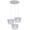 Ciemnoszara lampa wisząca z trzema abażurami w kształcie diamentu