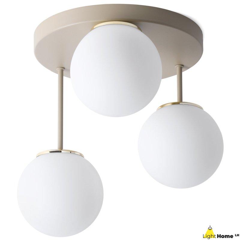 Lampa sufitowa wisząca żyrandol FLORENCE beżowy kaszmirowy białe kule do kuchni jadalni