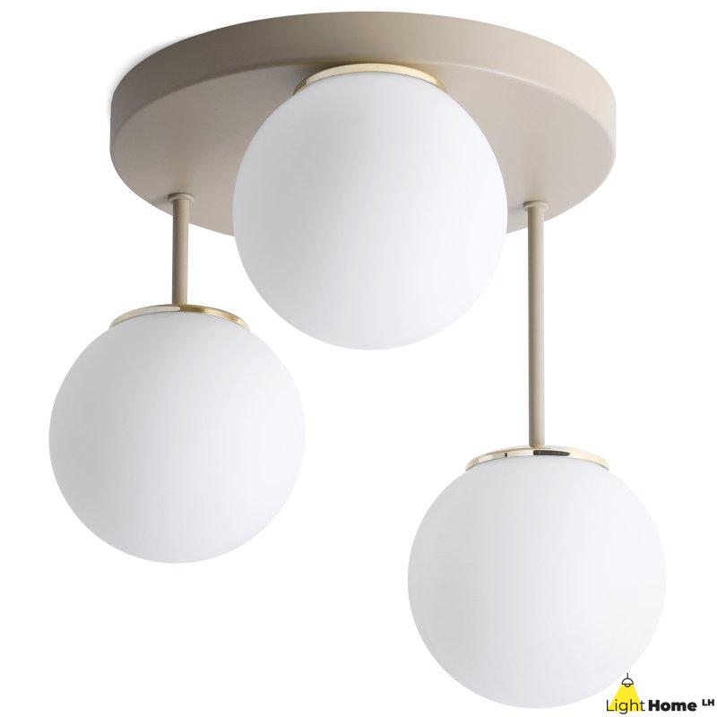 Lampa sufitowa wisząca żyrandol FLORENCE beżowy kaszmirowy białe kule do kuchni jadalni