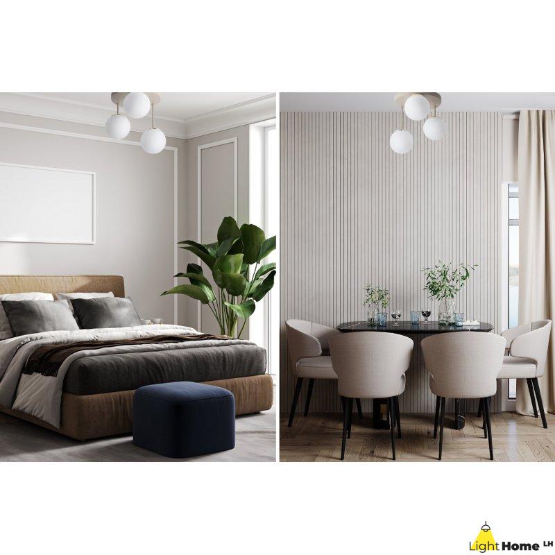 Lampa sufitowa wisząca żyrandol FLORENCE beżowy kaszmirowy białe kule do kuchni jadalni