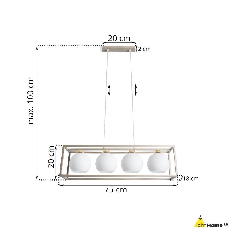 Lampa wisząca sufitowa żyrandol ELIZA kaszmir taupe szklane kule do kuchni jadalni salonu